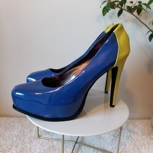 Vera Wang Blue And Lime Green Heels